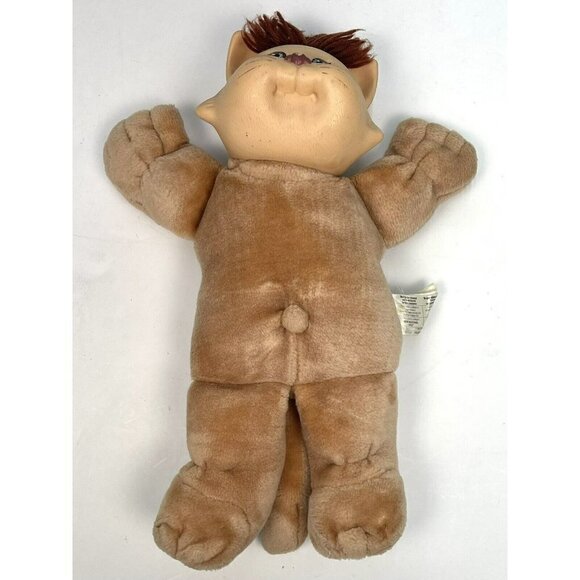 VTG 1983 CABBAGE PATCH KIDS Cat KOOSA Brown Hair w/ Yellow Corduroy Shorts - Picture 3 of 9